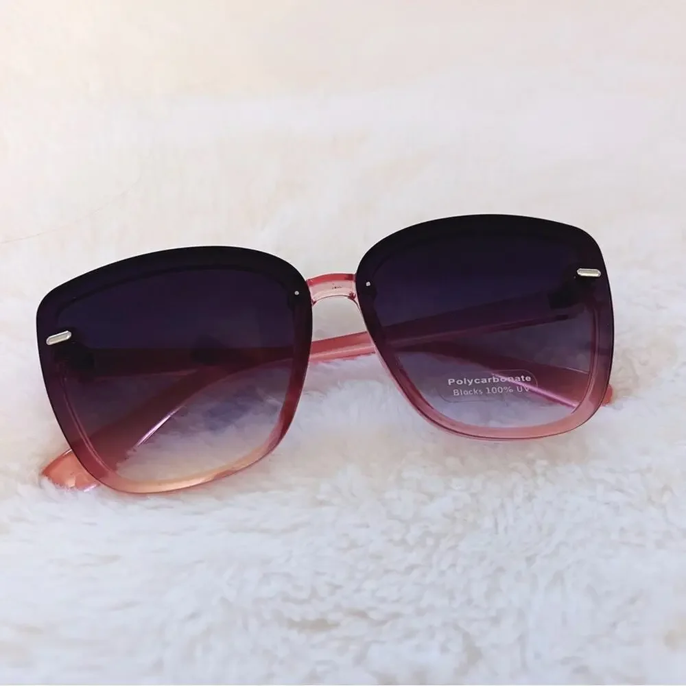 Giselle Black & Pink Oversized Cat Eye Sunglasses